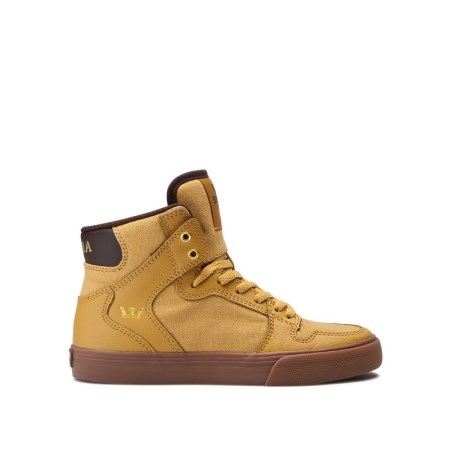 Supra Vaider Kids High Tops Shoes Yellow UK 76DJU